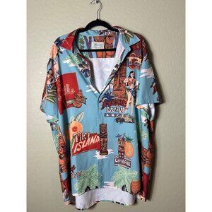 Vintage Hawaiian Shirts 3XL Island Theme Button-Up Short Sleeve Polyester